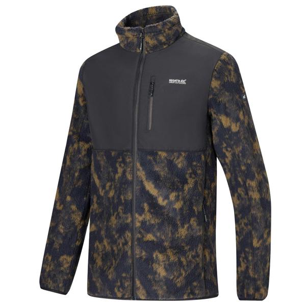Regatta Mens Printed Textured Fleece Jacket - Black - 