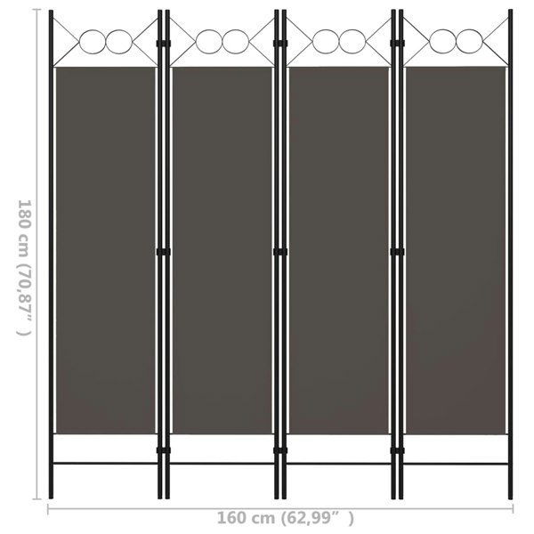 Berkfield 4-Panel Room Divider Anthracite 160x180 cm