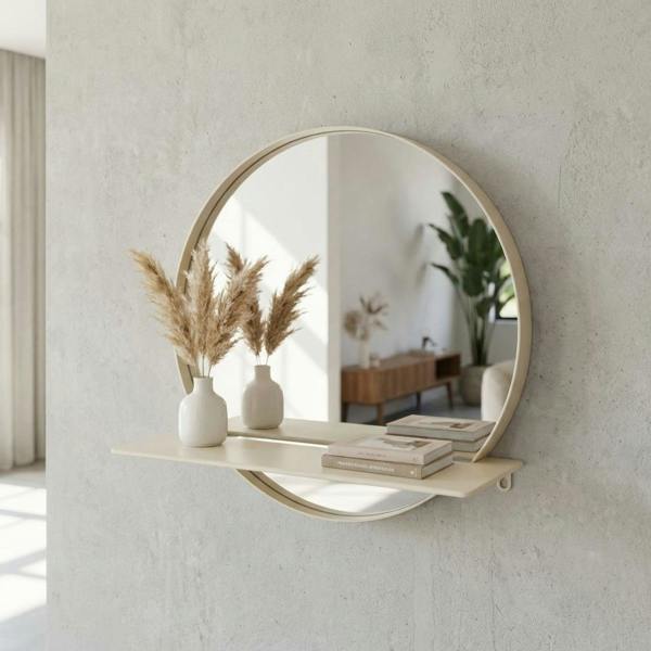 Garden Greatness Maison Round Mirror With Shelf