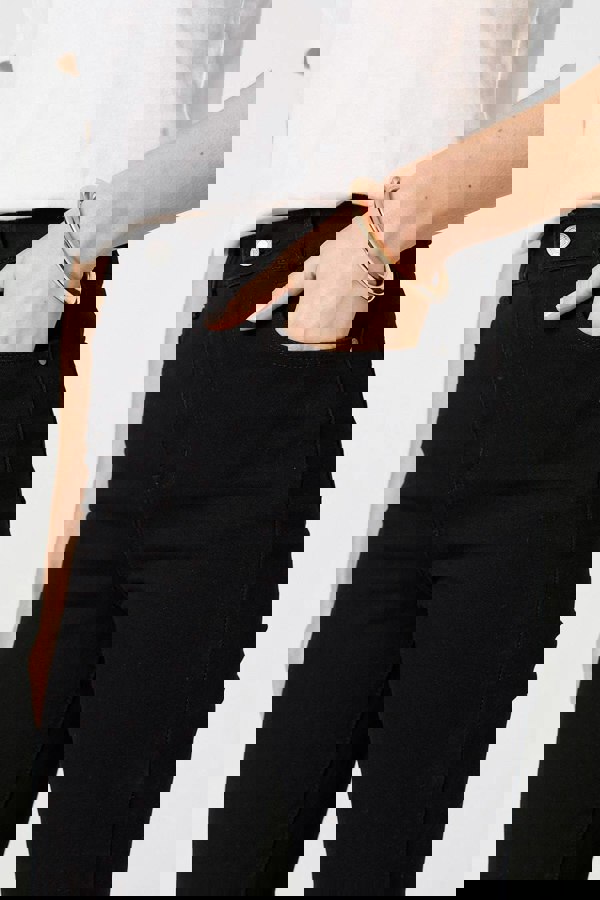 Black | High Waist Bootcut Straight Jeans
