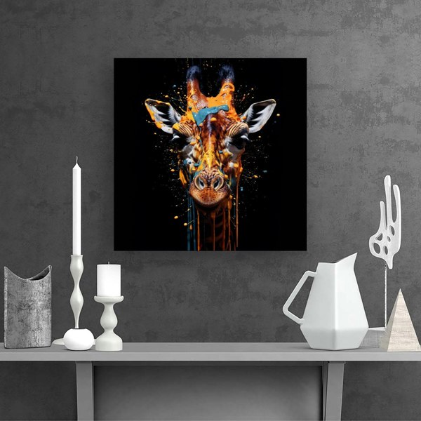 Warren Reed Giraffe Face Splash Art Canvas