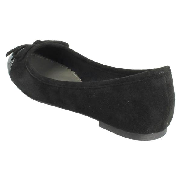 Spot On Ladies Spot On Flat Slip On Smart Casual Bow Detailed Shoes F80589