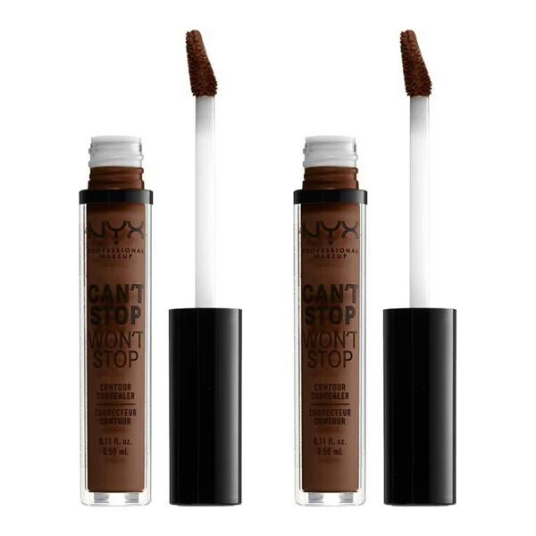 NYX Cosmetics 2 x NYX Can't Stop Won't Stop Contour Concealer 3.5ml - 22.7 Deep Walnut