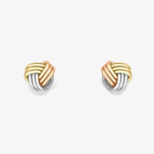 T. H. Baker 9ct Three Colour Gold Knot Stud Earrings 120125147603