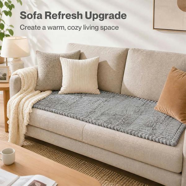Marlow Corduroy Sofa Cover Pet Friendly Non Slip Washable 70 x 150cm Light Grey