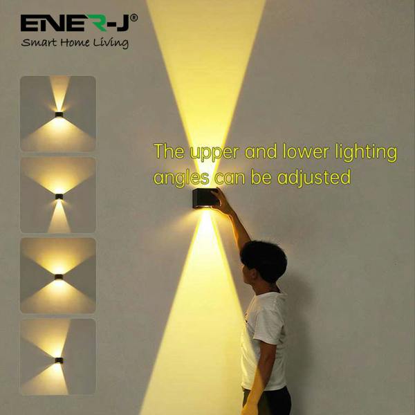 ENER-J Solar Powered Adjustable Beam Angle Up Down Wall Light, Wireless, No Mains Power Needed, 1300mAh