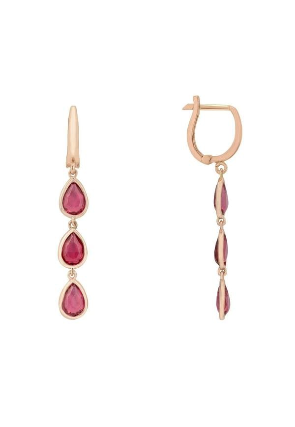 Latelita Sardinia Triple Teardrop Earrings Rosegold Pink Tourmaline