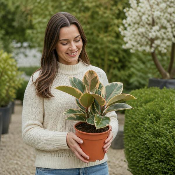 Ficus Tineke Rubber Plant 21cm Pot – Large Indoor Houseplant
