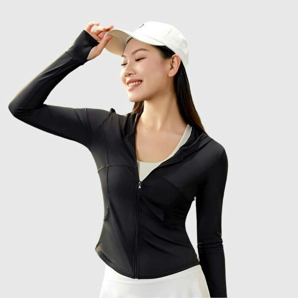 Anniou Zip Top UPF 50+ Hooded Jacket - Black