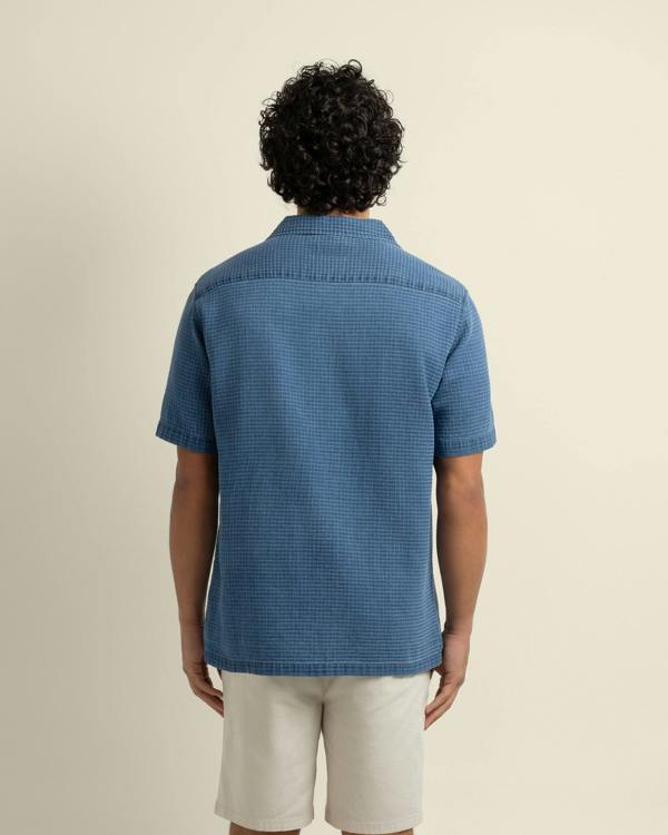 Larsson & Co Soren - Grid Denim Short Sleeve Shirt