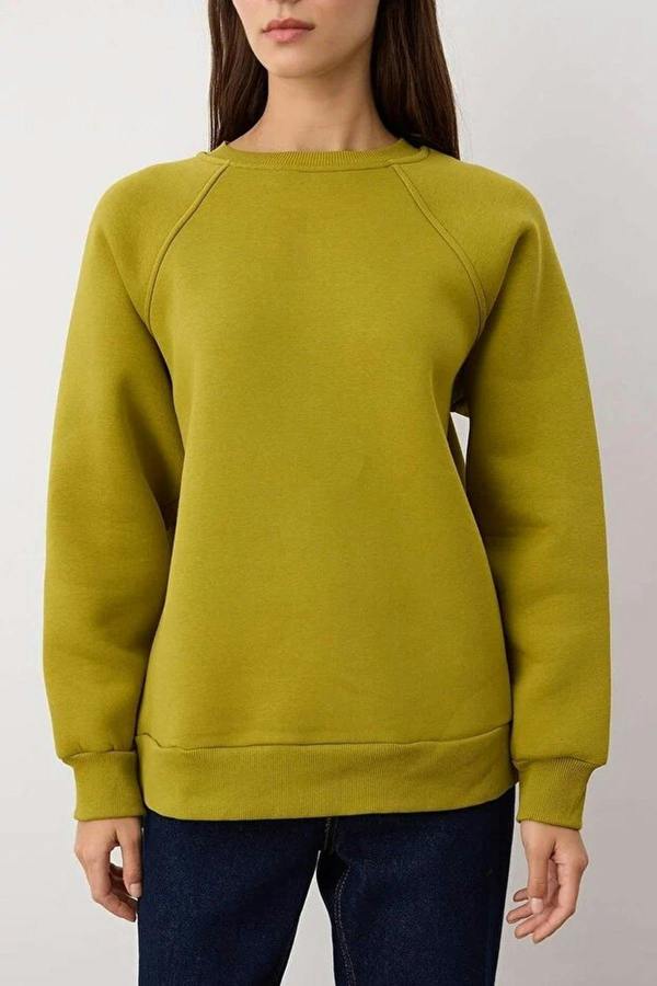 WOVCOR Basic Raglan Sleeve Crew Neck Knit Sweatshirt