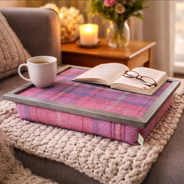 Made in the Mill Luxury Bichon Tweed Lap Tray With Bean Bag