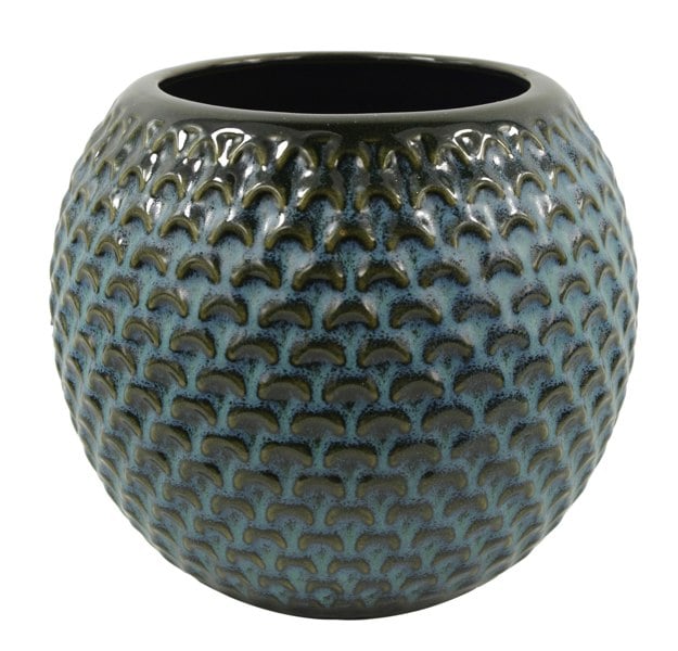 Leaf Blue Ceramic Plant Pot 15 x 15 x 12.5cm