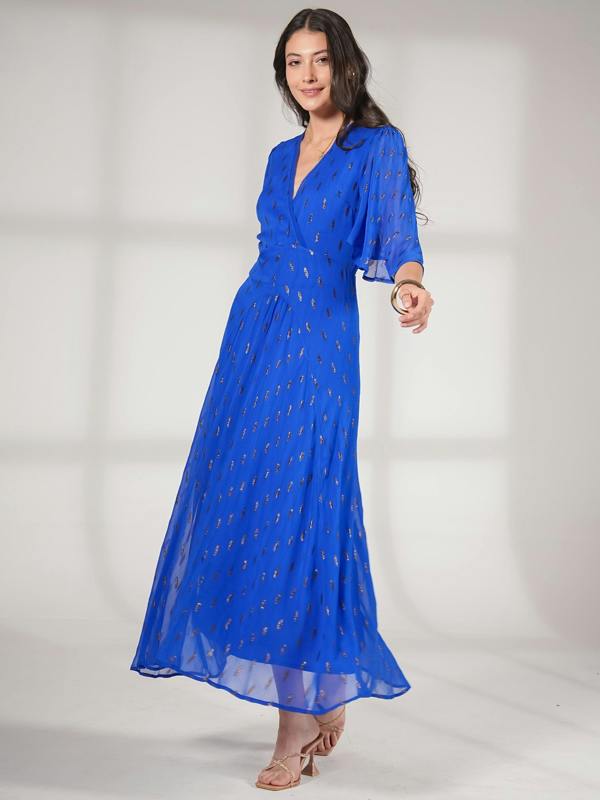Rose & Nancy Talia Blue Sparkle Maxi Dress
