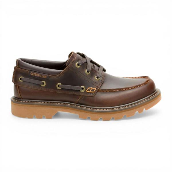 Caterpillar CAT (Caterpillar) Mens Tan Brown Leather Low-Cut Boots - Colorado Boat Lo