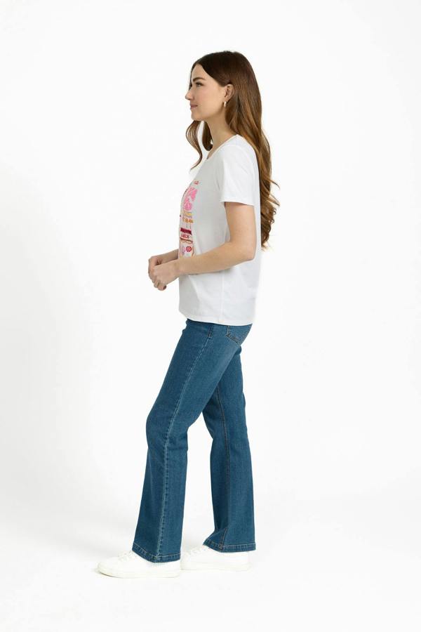 Mudflower Holiday Mode Embellished Embroidered Cotton T-Shirt