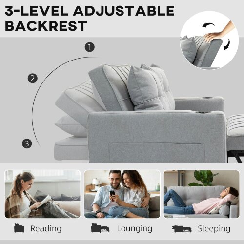Wyld Haus Kahani Razi Light Grey Upholstered 2 Seater Pull Out Sofa Bed