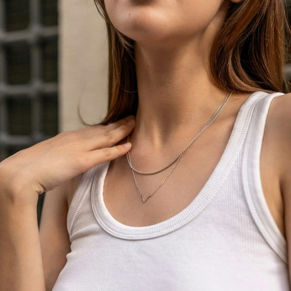 Spero London Sterling Silver Essential V Wishbone Necklace