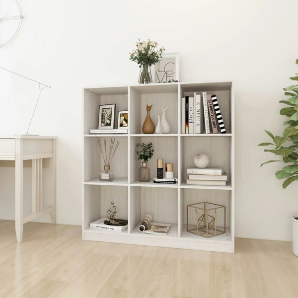 Berkfield Book Cabinet/Room Divider White 104x33.5x110 cm Solid Pinewood
