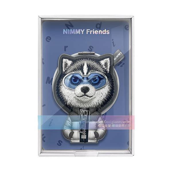 Nimmy Friends Nimmy Cool & Cute 2.0 Husky Embroidery Magnetic Stand with MagSafe Grey - N-KM-BSZJ-017