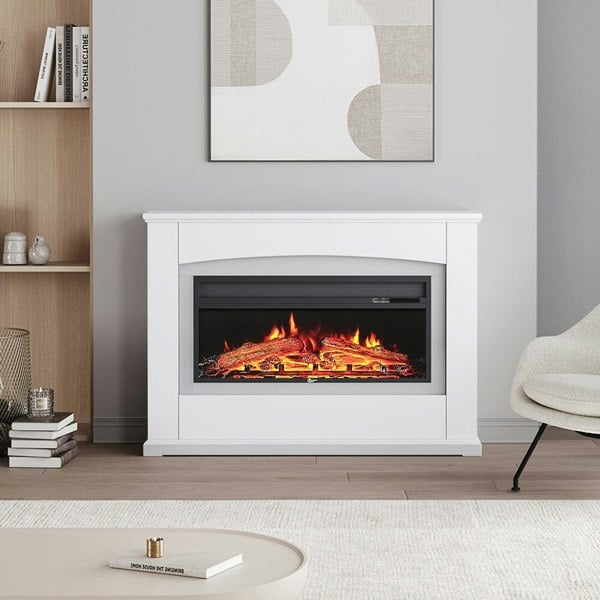 34 Inch Electric Fireplace Suite 1800W with Ambient Light Fireplace Suites Living and Home