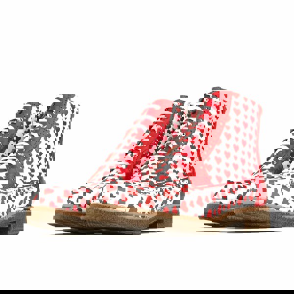 Embassy London Hatter - Love Struck - Women's ankle boot with red hearts print on white leather