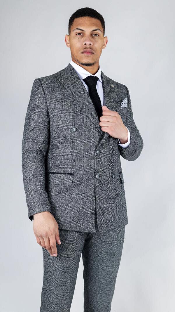 TruClothing Men's Classic Grey Double Breasted 2-Piece Suit