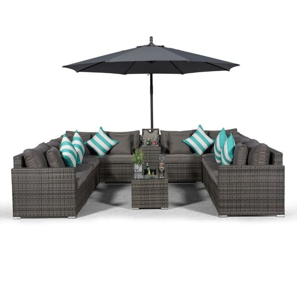 Giardino Havana 10 Seat Rattan Sofa Set with Armrest and Ice Bucket Coffee Table