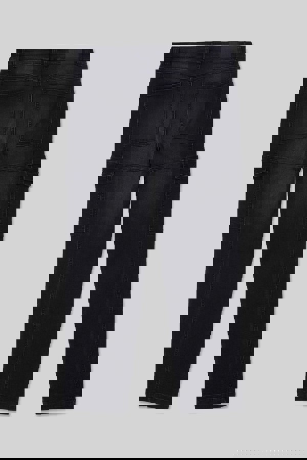 ENORSIA Mens Black Regular Fit Stretch Utility Jeans