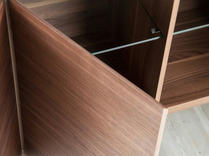 Angel Cerdá Walnut Sideboard With Glass Top Imitating Marble 3080
