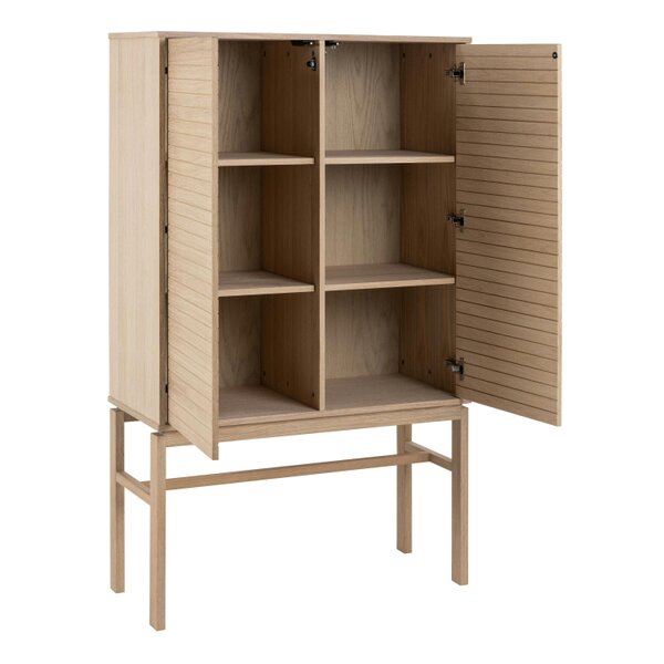 Wyld Haus Nakskov White Oak Wood Panelled Cabinet 2 Doors 4 Shelves