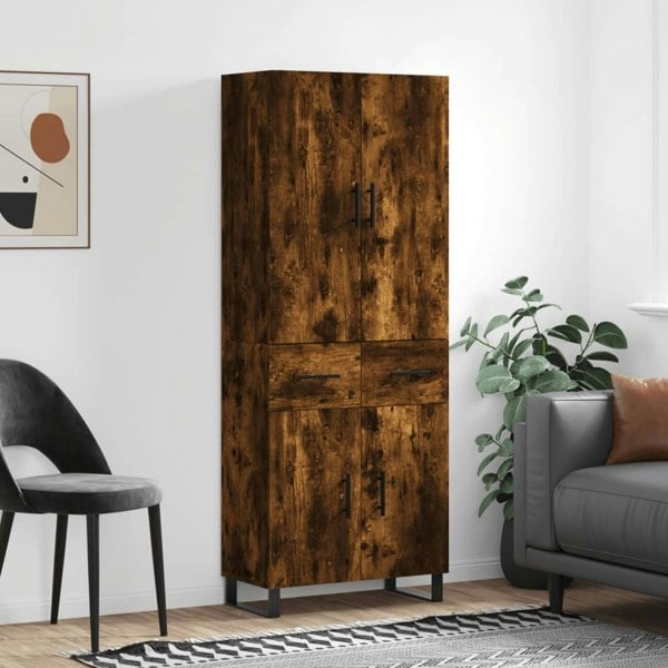 Berkfield Highboard Smoked Oak 69.5x34x180 cm Engineered Wood