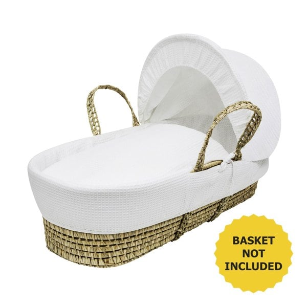 Kinder Valley White Waffle with Bows Moses Basket Bedding Set