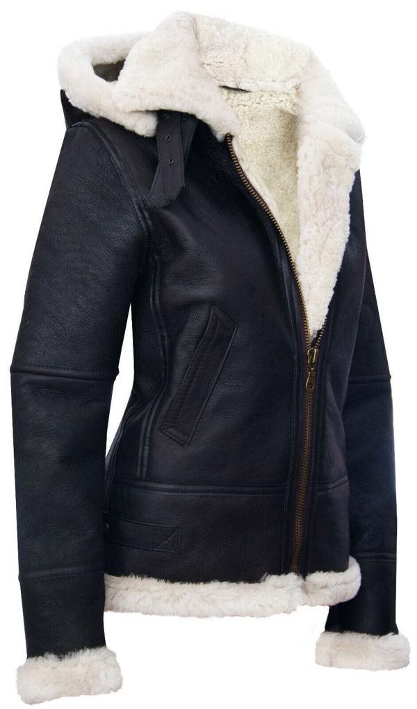 Infinity Leather Womens Hooded Sheepskin Flying Leather Jacket-Palermo