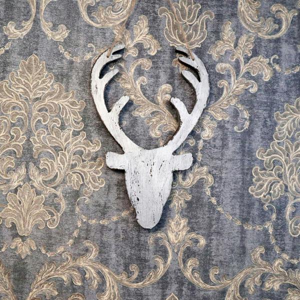 26cm Silver Wooden Hanging Deer Head Wall Decoration for Christmas Home, Office and Seasonal Displays image 6