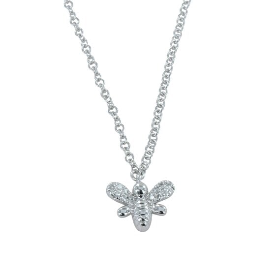 Reeves & Reeves 14K Solid Gold and Diamond Bee Necklace