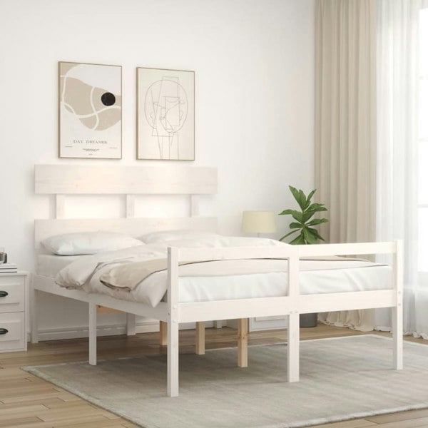 Berkfield Bed Frame with Headboard White 120x200 cm Solid Wood