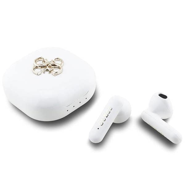 Guess 4G Metal Logo TWS Wireless Earphones White - GUTWSJ7HE4GH