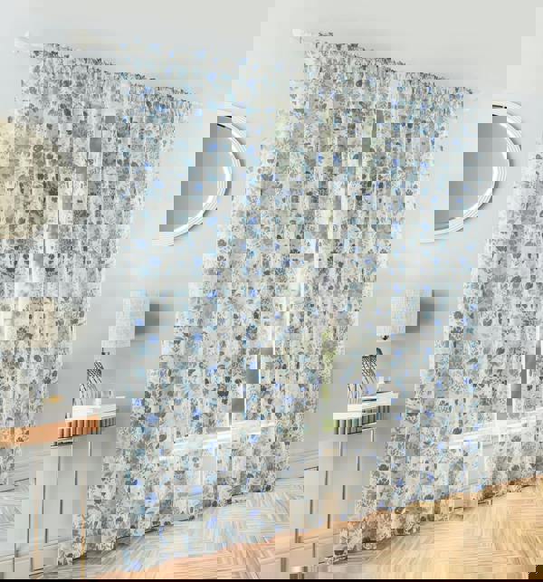 Tyrone Textiles Mia' Floral Print Voile Panels Pair with Rod Pocket Header