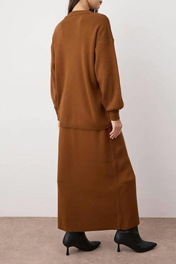 WOVCOR 2-Piece Knitted Skirt and Top Set