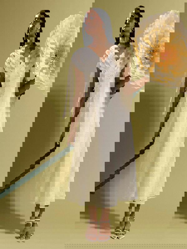 GWD Petula Embroidered White Midi Dress