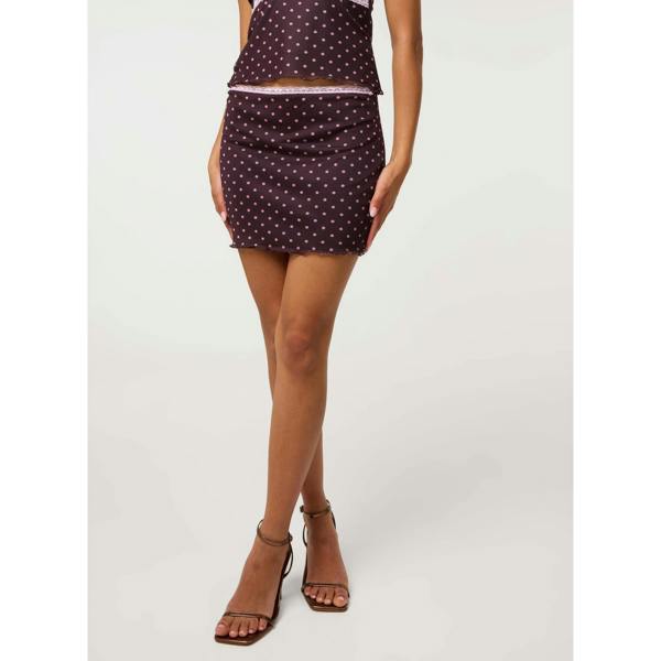 Pink Vanilla Polka Dot Lace Mini Skirt
