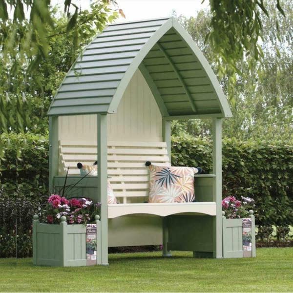 AFK Wooden Garden Arbour 'Cottage' In Sage and Cream