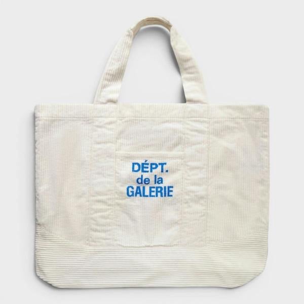 Gallery Dept. Logo-Print Cotton-Corduroy Tote Bag White