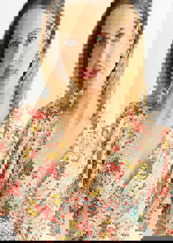 Gini London Multi Floral Jacquard Chiffon Midi Dress