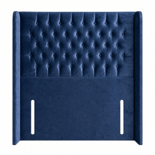 Great British Beds Chesterfield Winged Headboard - Blue Plush