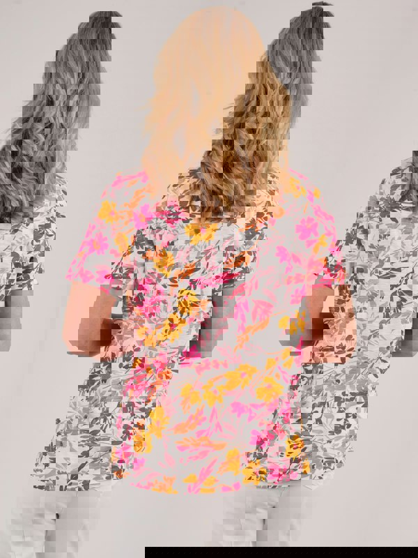 TIGI-Wear Bouquet Floral Square Neckline Top