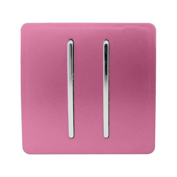 Trendi Switch 2 Gang 1 or 2 way Rocker Light Switch in Candy Pink