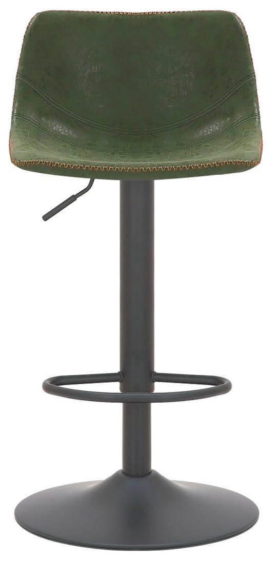 Lamboro Antico Faux Leather Kitchen Bar Stool, Matt Black Stem & Base, Adjustable Gas Lift With Backrest, Breakfast Bar Stool - Sage Green