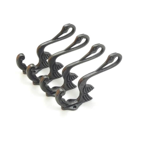 Antique Cast Iron Heron Design Coat Hook - Pack of 4 Hooks